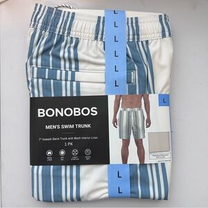 Bonobos Men's Swim Trunk in Blue and White Stripes